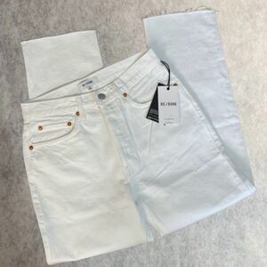 REDONE 70s Stove Pipe Jeans Womens Size 26 White High Rise Straight Ankle Denim